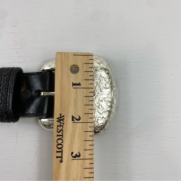 Ranger Belt Company Women’s Black Brown Concho Handtooled Leather Belt Sz 36 - Picture 8 of 14